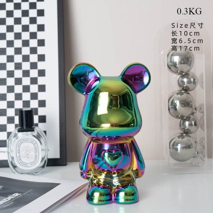 Skanto | Fargerik Keramikk Bjørn Skulptur og Statue Sparegris Skrivebords Ornament