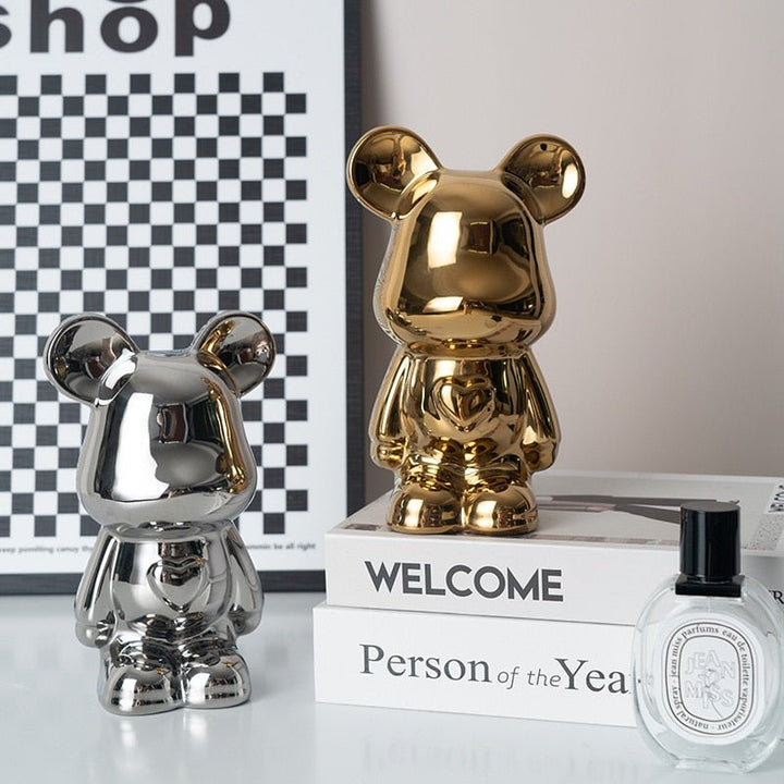 Skanto | Fargerik Keramikk Bjørn Skulptur og Statue Sparegris Skrivebords Ornament