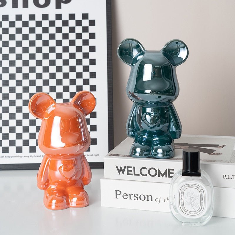 Skanto | Fargerik Keramikk Bjørn Skulptur og Statue Sparegris Skrivebords Ornament