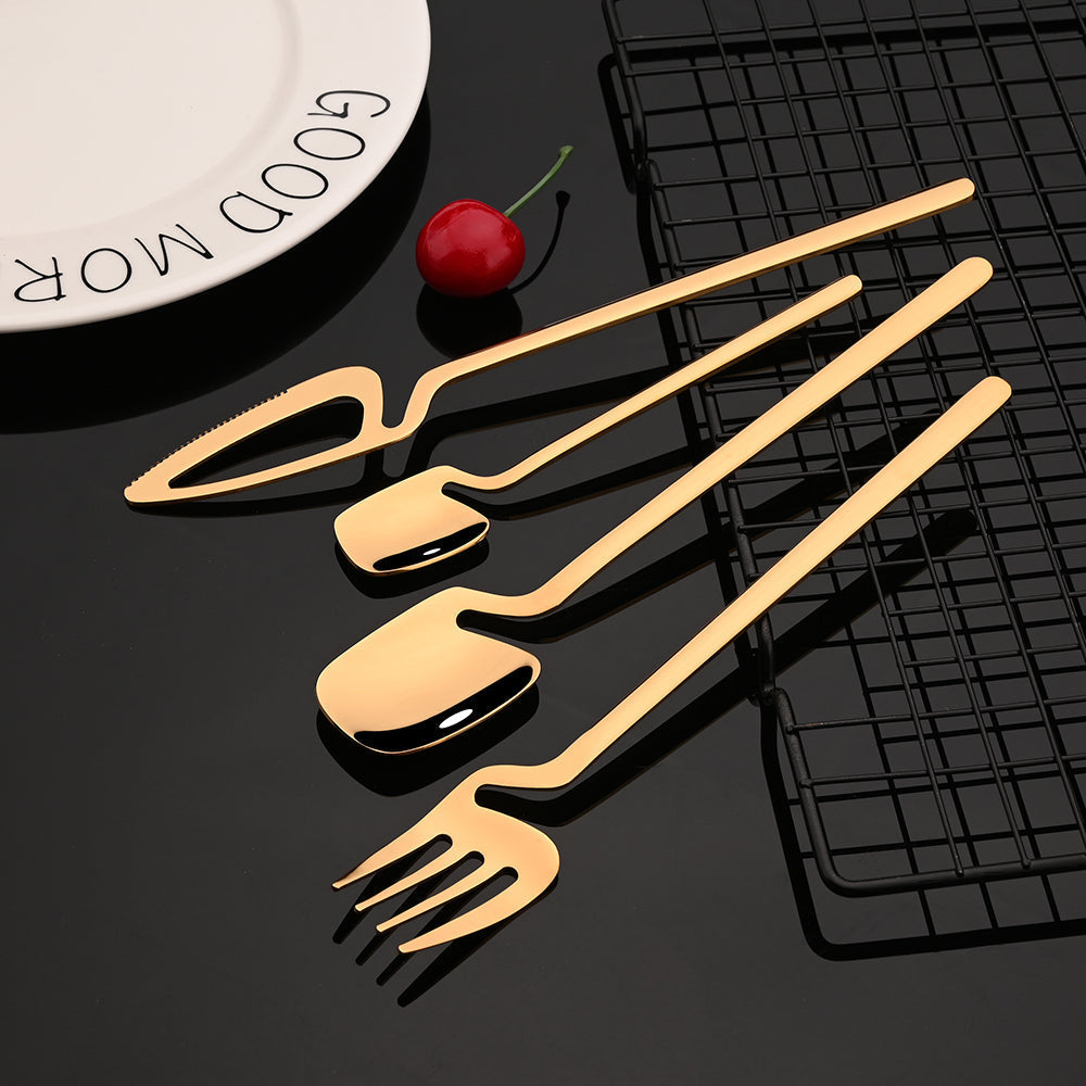 Fargerik bestikk sett kniv gaffel teskje middag servise | Skanto