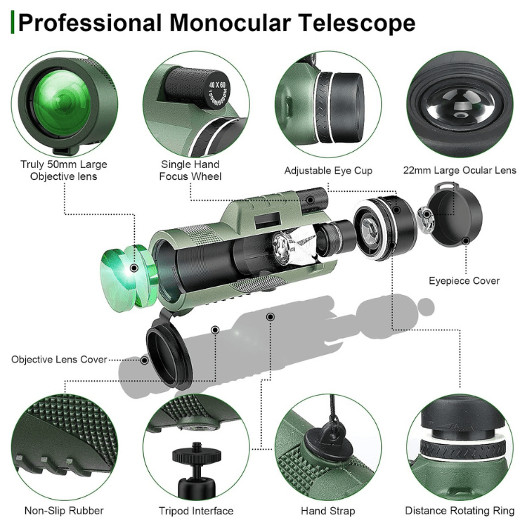 VisionPeak Kompakt Monokular med HD Linse og Høy Forstørrelse | Skanto