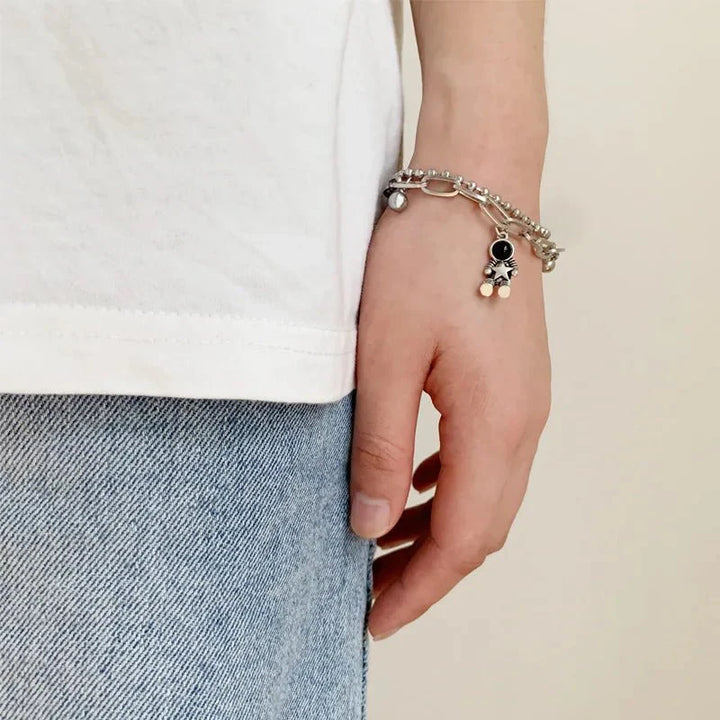 Skanto | Par Astronaut Magnetisk Hjerte Armbånd Sett