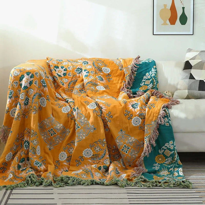 Kuschelige Luxus-Baumwolldecke – Elegante Boho-Jacquard-Sofadecke & Tagesdecke