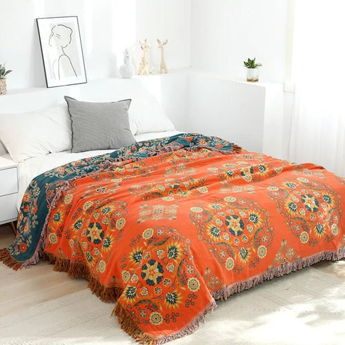 Skanto | KOZY LUKSUS BOMULDSPLEDD – Elegant Boho Jacquard Sofa Teppe & Sengeteppe
