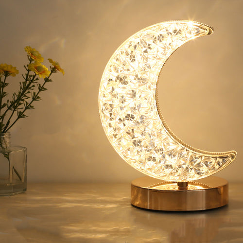 Krystall Halvmåne Lampe med Justerbar Lysstyrke USB | Skanto