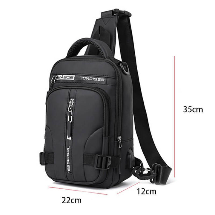 Skanto | Vanntett Oxford Crossbody Bag, Tyverisikkert Sling Bag, USB Lading & Flerlommes Design