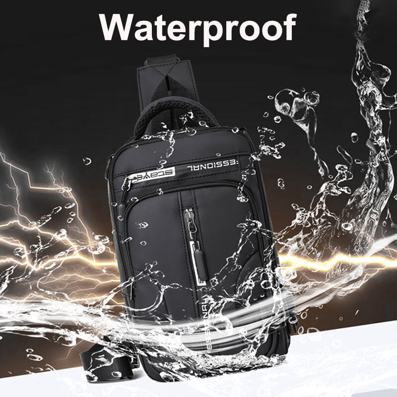 Skanto | Vanntett Oxford Crossbody Bag, Tyverisikkert Sling Bag, USB Lading & Flerlommes Design