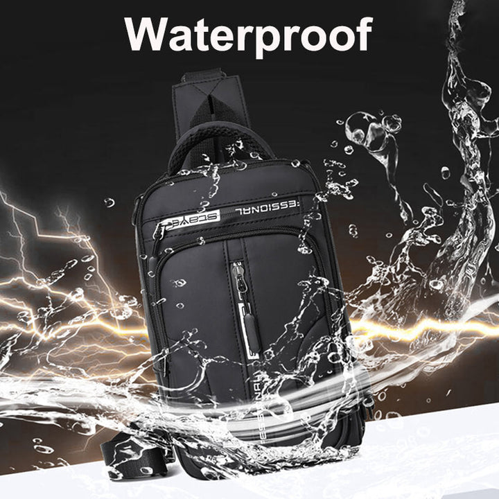 Skanto | Vanntett Oxford Crossbody Bag, Tyverisikkert Sling Bag, USB Lading & Flerlommes Design