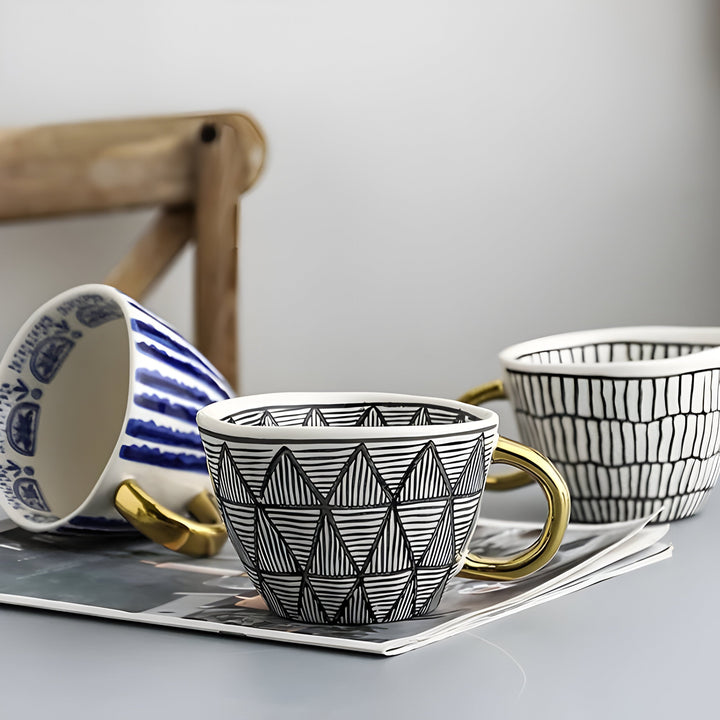 Keramikkopp med geometrisk design – Stilig og moderne | Ideell for kaffe eller te | Skanto
