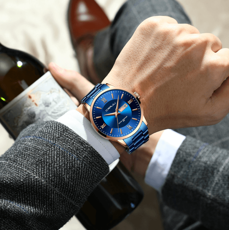 Wasserdichte Herren-Sportuhr aus Edelstahl mit Quarzwerk