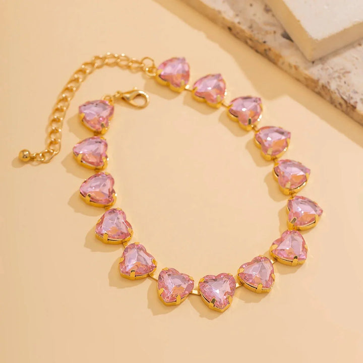 Skanto | Krystall Hjerte Choker Halskjede
