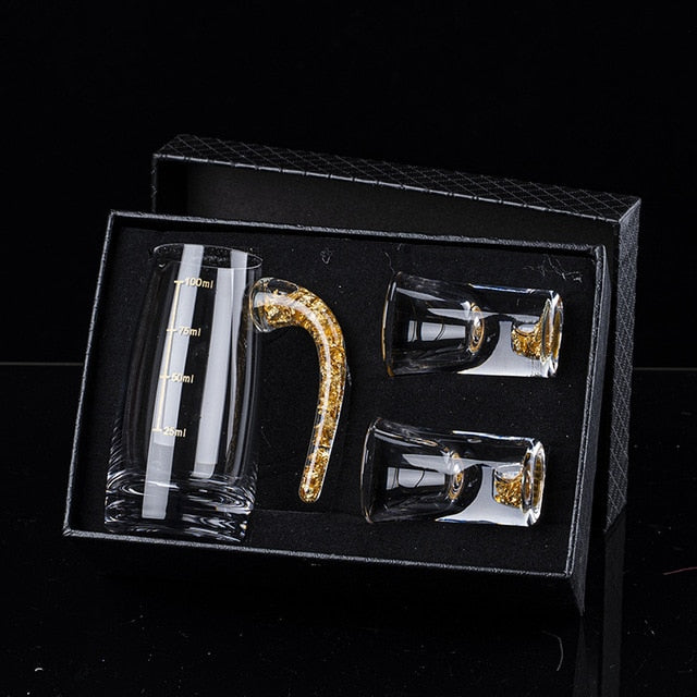 Krystallikør Sprit Shot Glasses Boks Gull Tykk Bunn Vinglass | Skanto