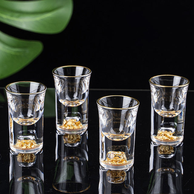 Krystallikør Sprit Shot Glasses Boks Gull Tykk Bunn Vinglass | Skanto