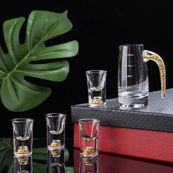 Krystallikør Sprit Shot Glasses Boks Gull Tykk Bunn Vinglass | Skanto