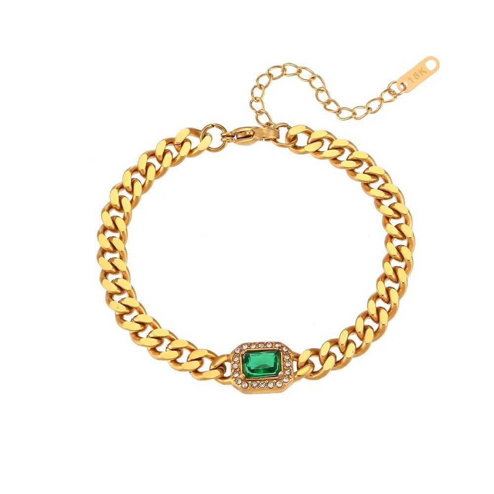 Skanto | Cuban Chain Square Cut Diamond Choker og Armbånd