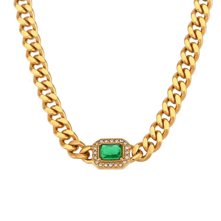 Skanto | Cuban Chain Square Cut Diamond Choker og Armbånd