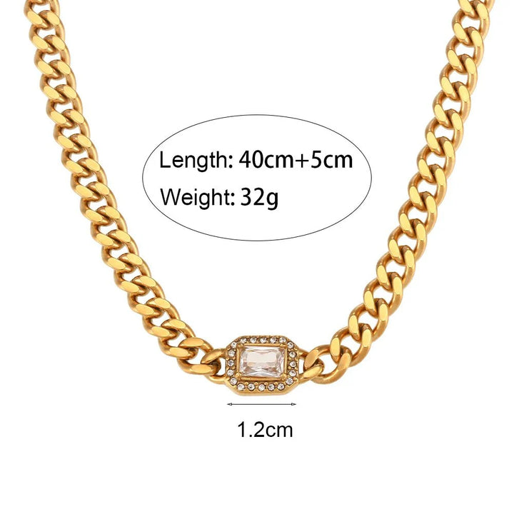 Skanto | Cuban Chain Square Cut Diamond Choker og Armbånd