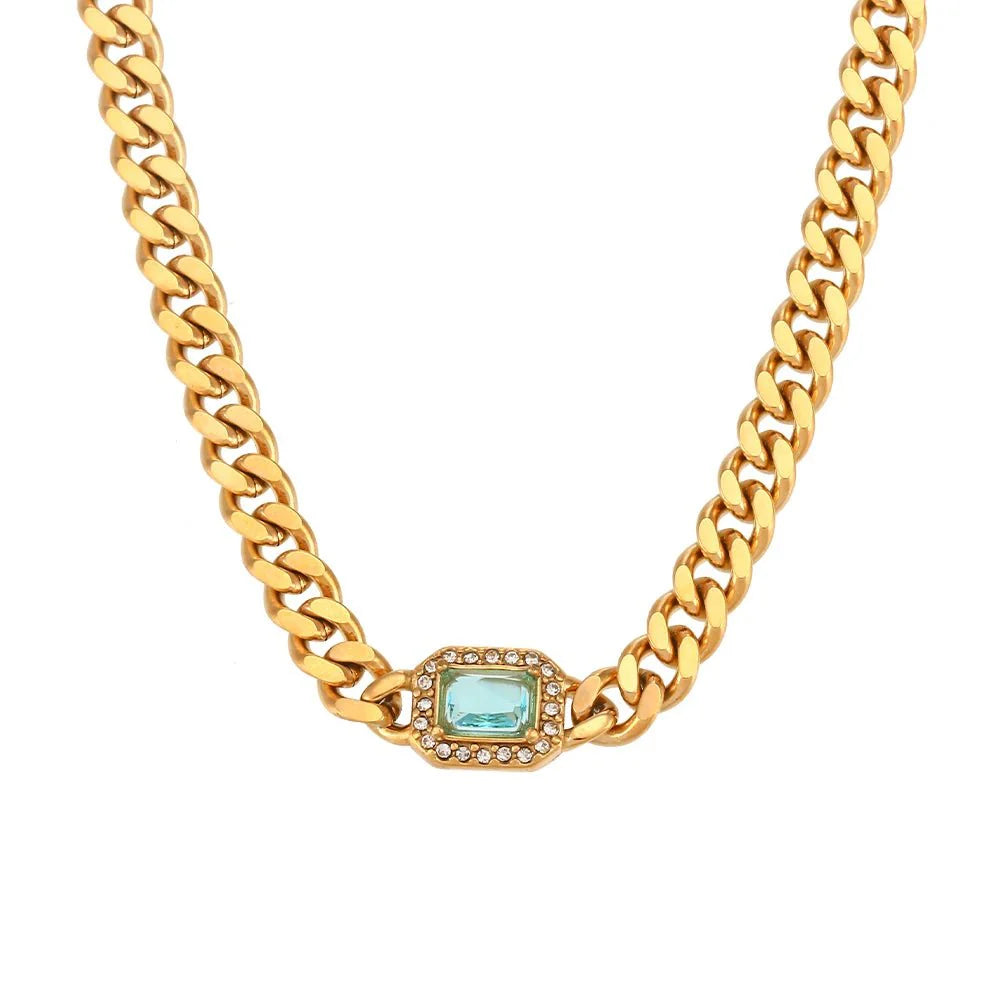 Skanto | Cuban Chain Square Cut Diamond Choker og Armbånd