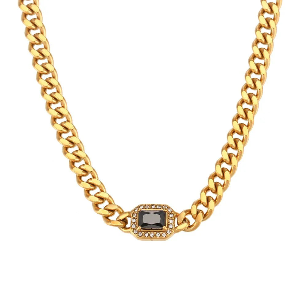 Skanto | Cuban Chain Square Cut Diamond Choker og Armbånd