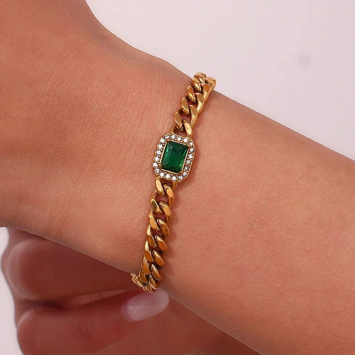 Skanto | Cuban Chain Square Cut Diamond Choker og Armbånd