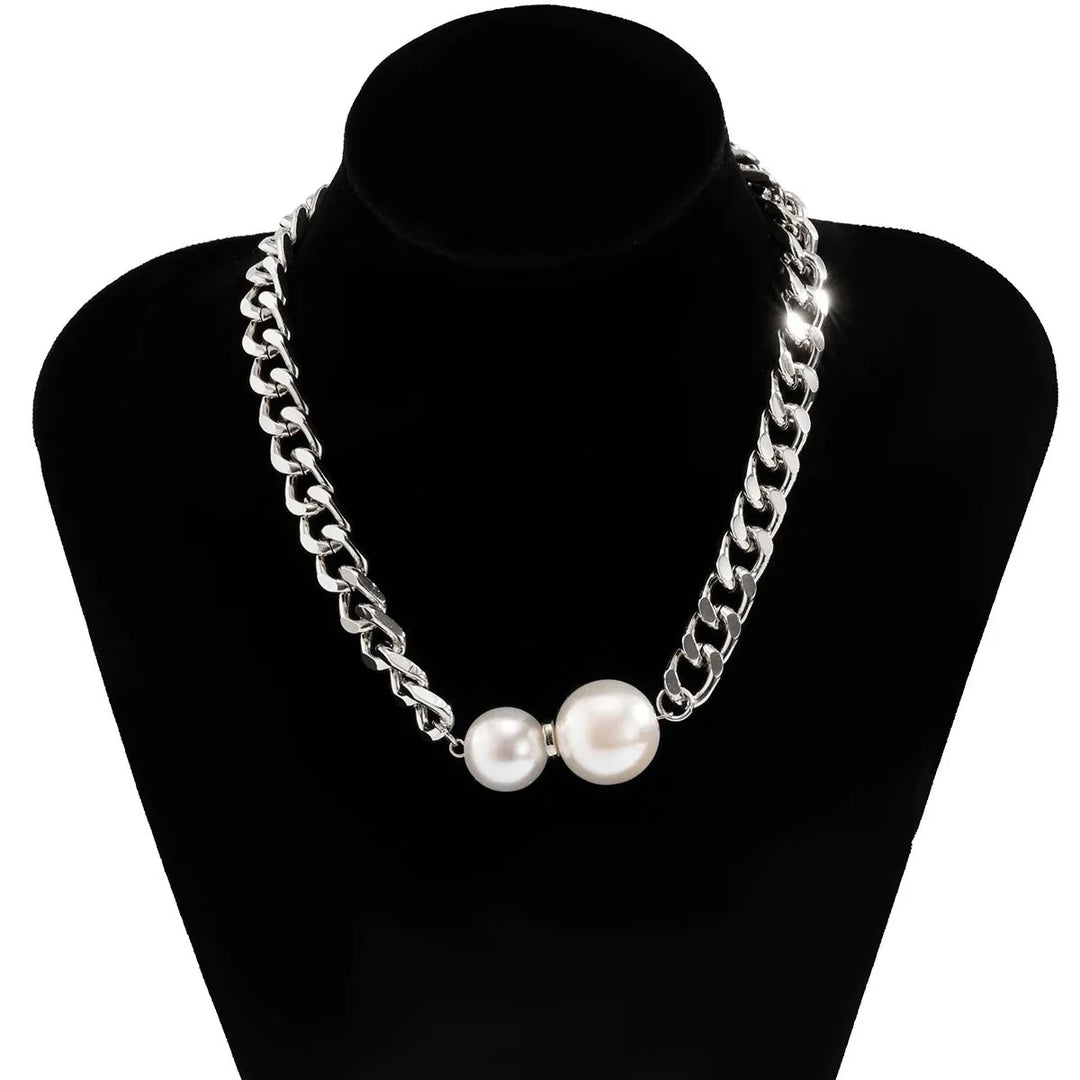 Skanto | Cuban Link Chain Pearl Ends Necklace