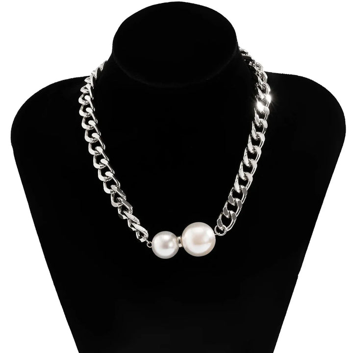 Skanto | Cuban Link Chain Pearl Ends Necklace