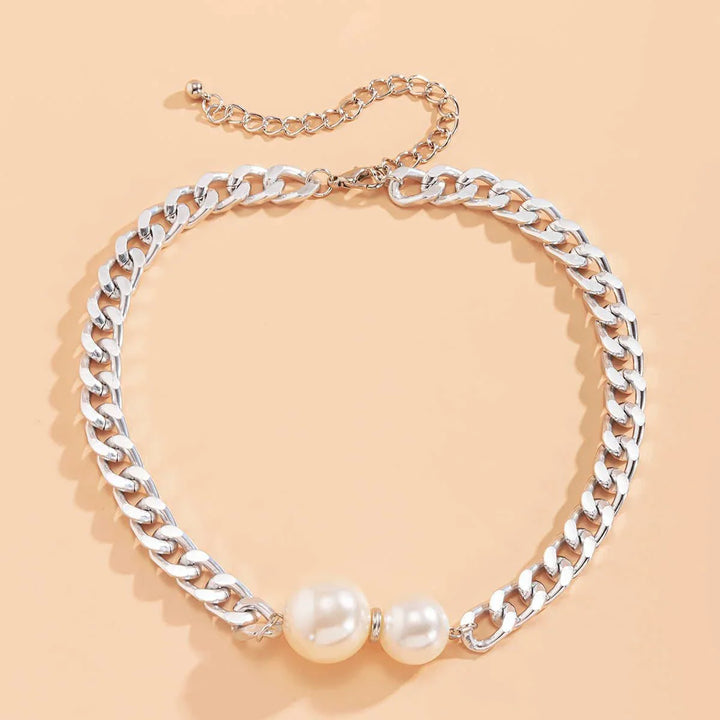Skanto | Cuban Link Chain Pearl Ends Necklace