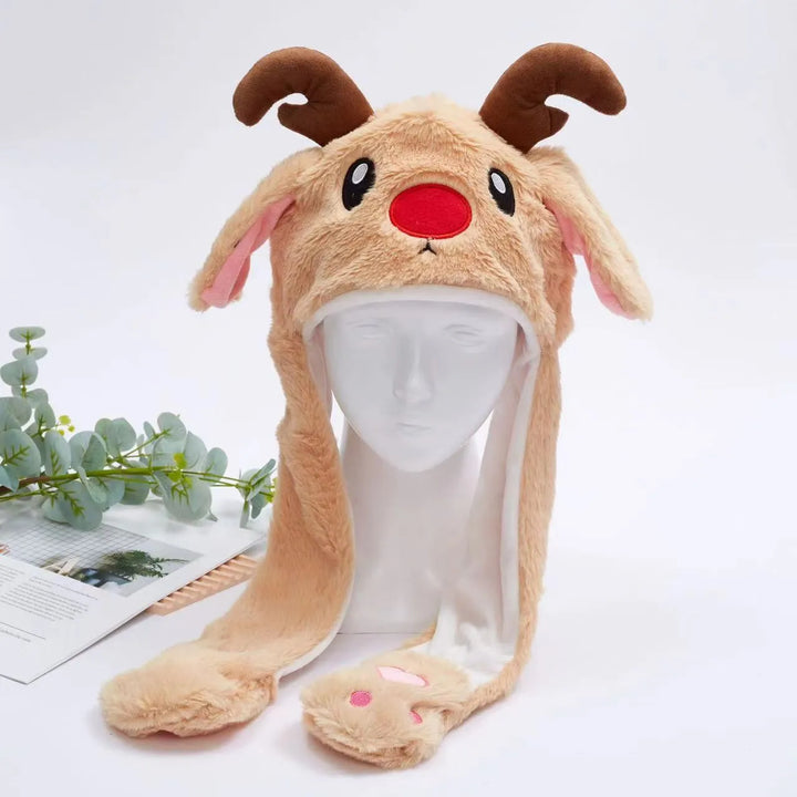 Skanto | BunnyBounce Plush Hat med bevegelige ører for barn og voksne