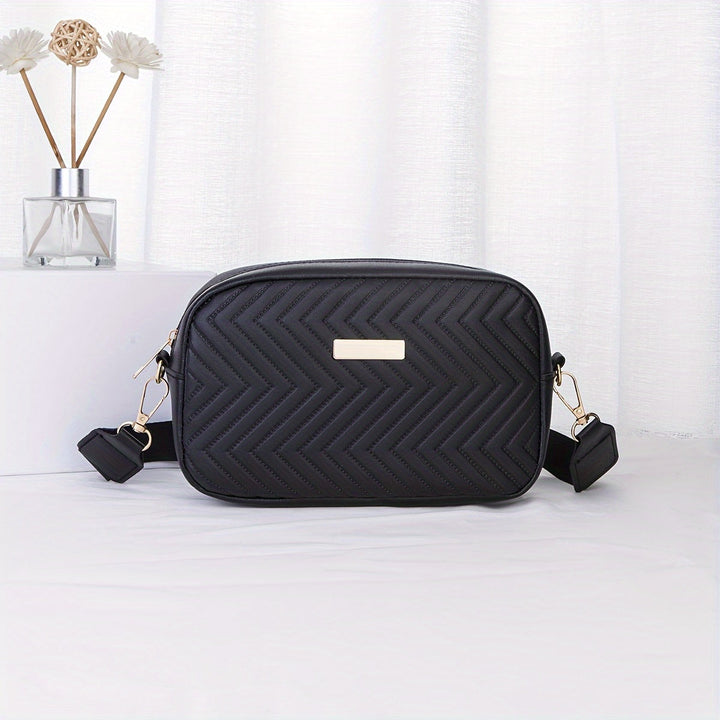 Skanto | NoirGlitz Polstret PU Messenger Bag – Svart Elegant Skulderveske med Paljetter og Avtakbar Stropp