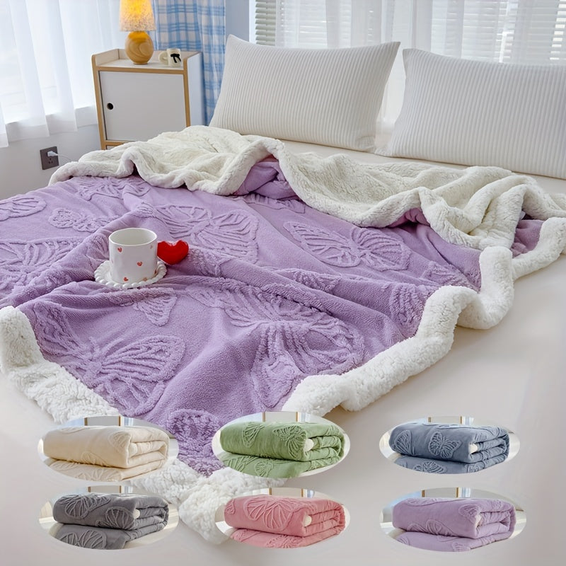 Cozy Luxe – Myk Fleece Teppe med Sommerfugl Design Skanto