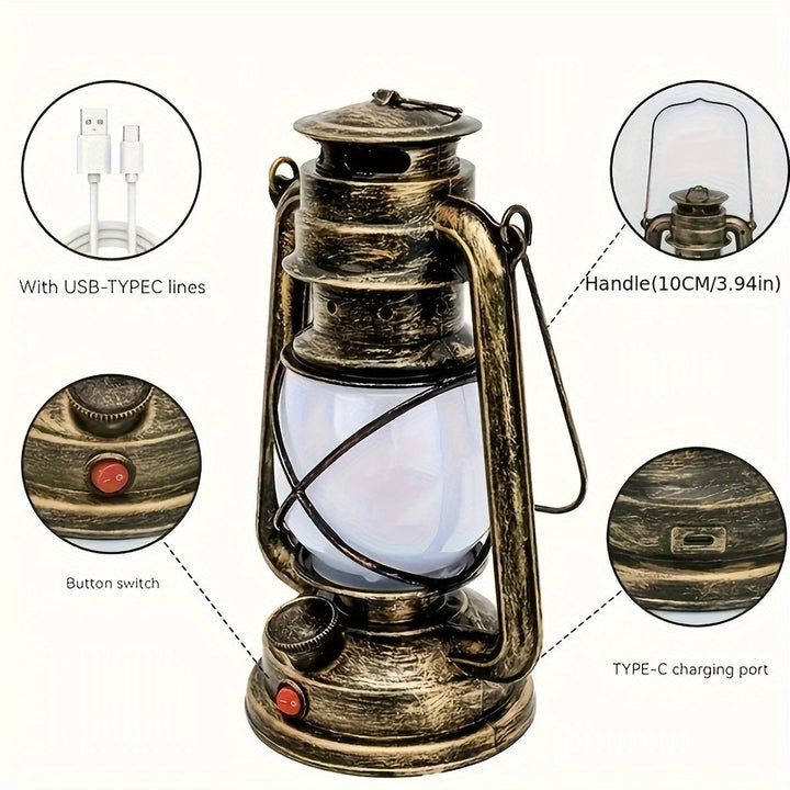 RetroGlow Lantern – Vintage LED Lantern med Flamme Lys Effekt | Skanto