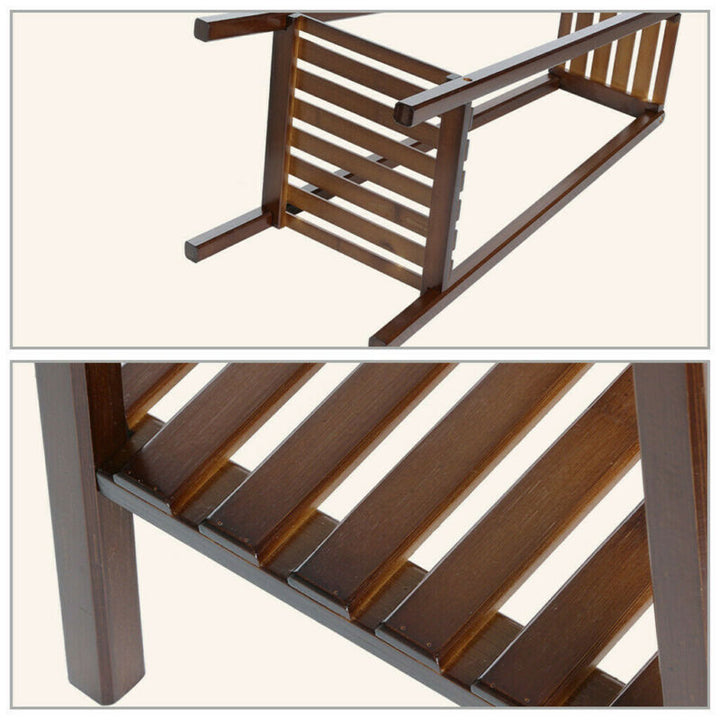 Skanto | 2 Tier Høy Plante Stativ Pottholder Lite Rom Bord Hage Blomsterpotte Brun