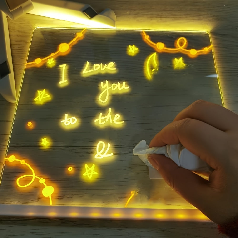 Skanto | USB LED Notatbrett med 12 Fargede Penner - Lys Meldingsbrett for Kontor & Hjem