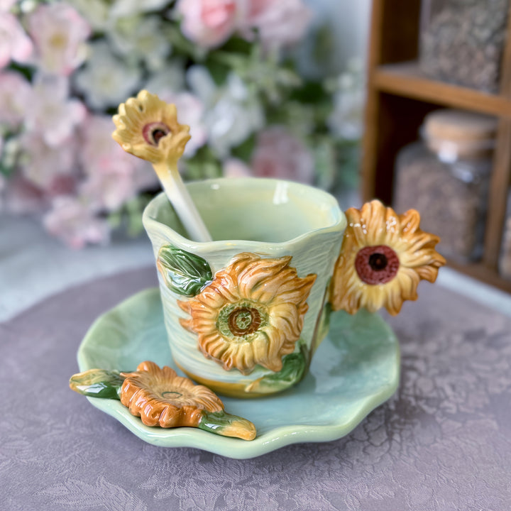 ArtSip keramikkopp og underkoppsett – Håndmalt 3D-design inspirert av Van Gogh | Skanto