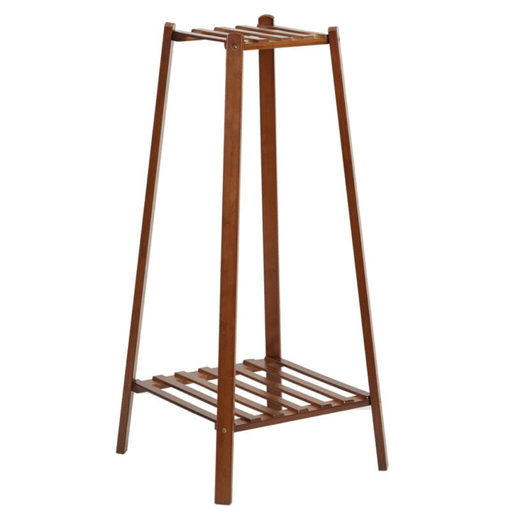 Skanto | 2 Tier Høy Plante Stativ Pottholder Lite Rom Bord Hage Blomsterpotte Brun