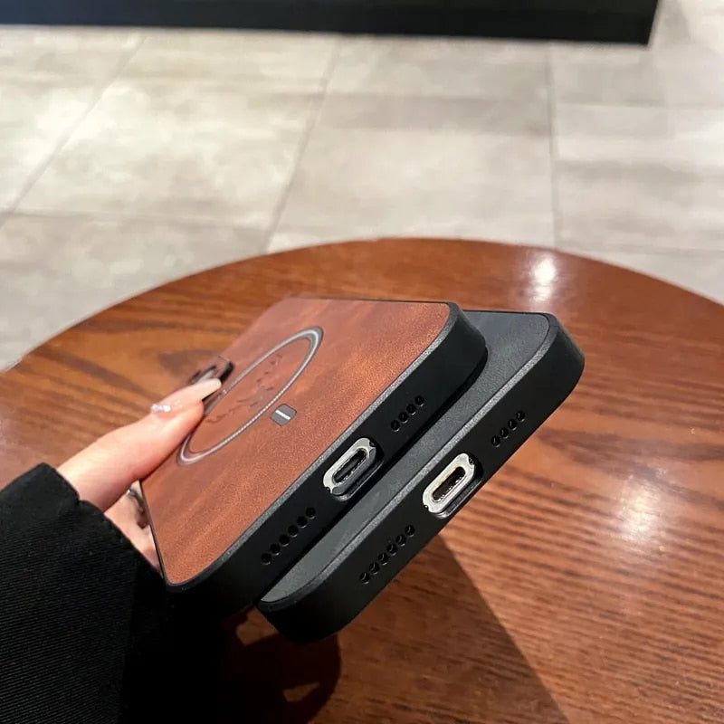Skanto | Luxury Deer Leather Apple iPhone Case | Magnetisk telefonveske, trådløs veske, MagSafe, trådløs lading, beskyttelsesveske, deksel for iPhone 15, 14, 13 Pro Max Plus