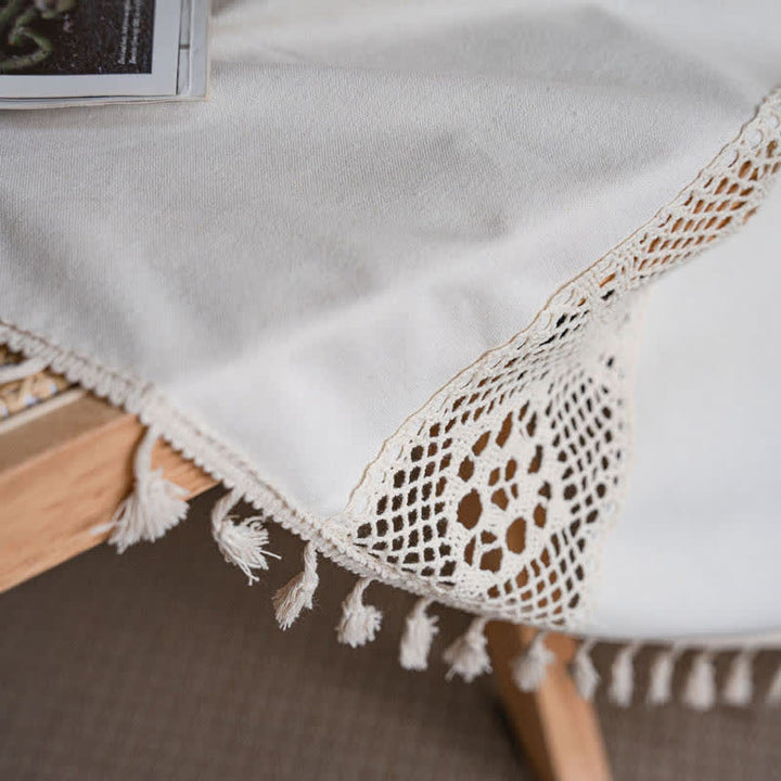 Beige Splicing Hollow-Out Lysfiltrerende Gardinsett | Skanto