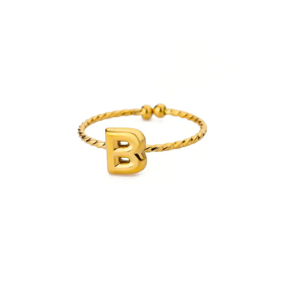Skanto | Delikat Justerbar Boble Bokstav Initial Ring