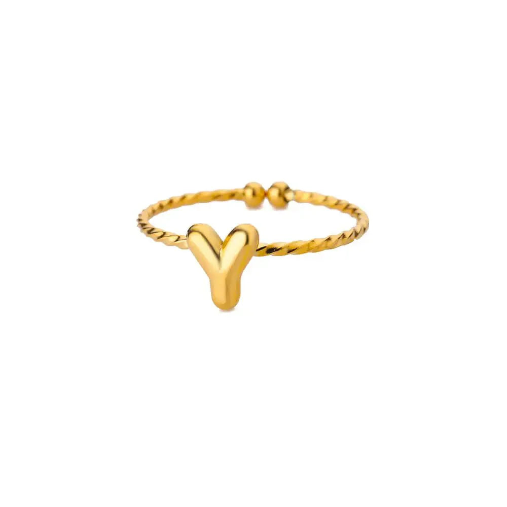 Skanto | Delikat Justerbar Boble Bokstav Initial Ring