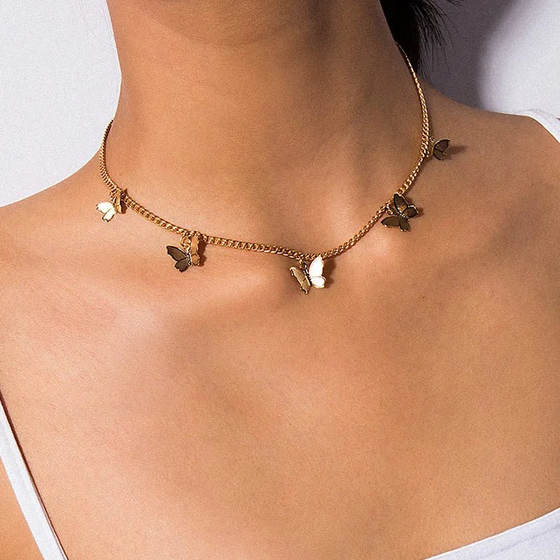 Skanto | Delikat Sommerfugl Choker Halskjede