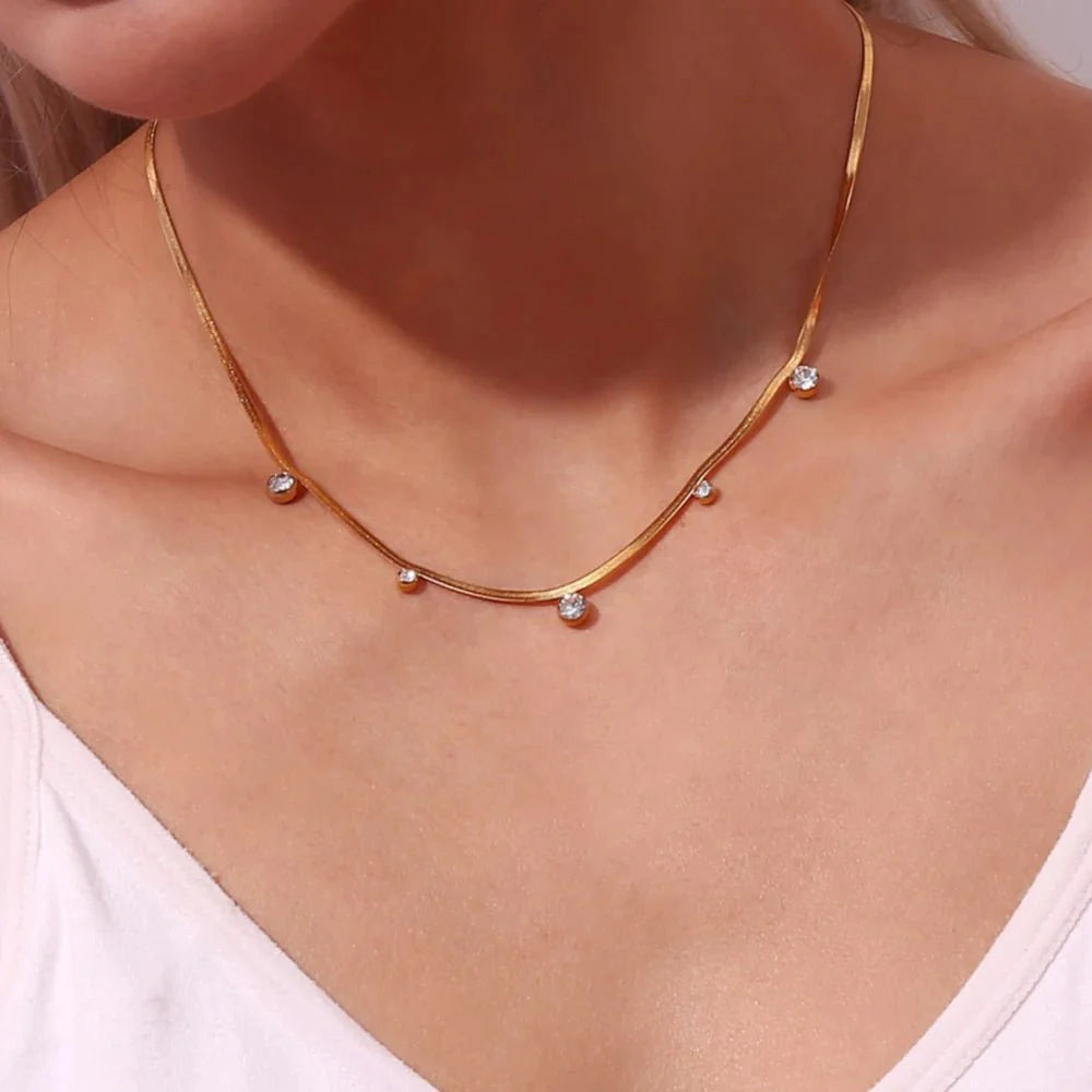 Skanto | Delikat Diamant Herringbone Choker Halskjede