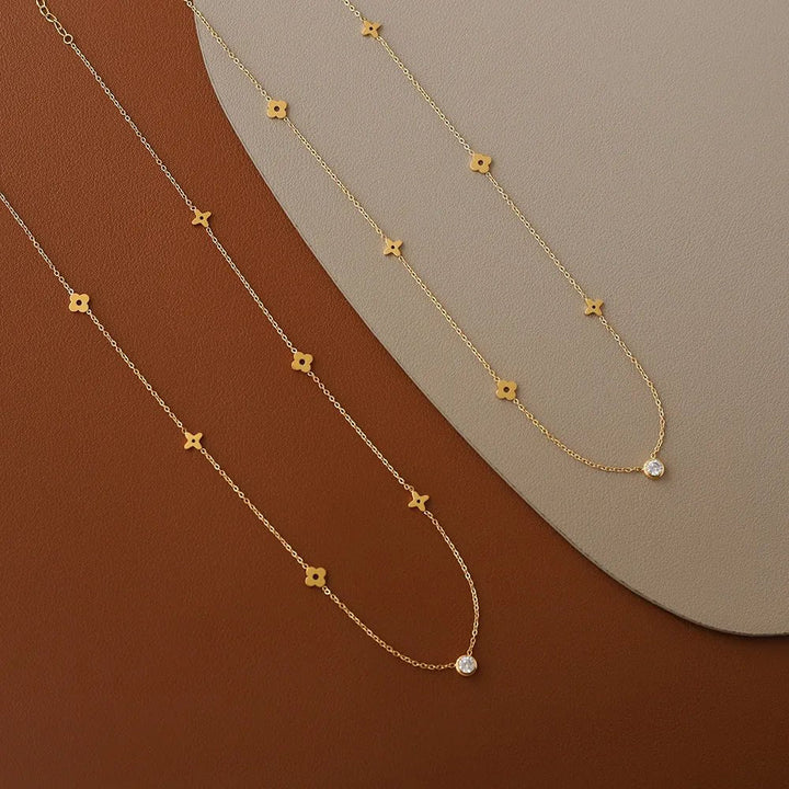 Skanto | Delikat Blomster Diamond Midtpunkt Halskjede