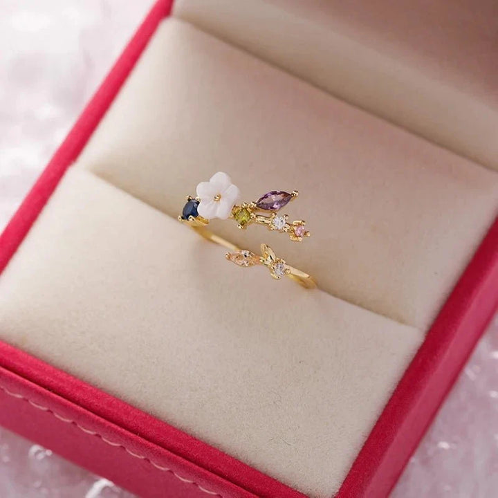 Skanto | Delikat Blomster Diamant Blad Ring