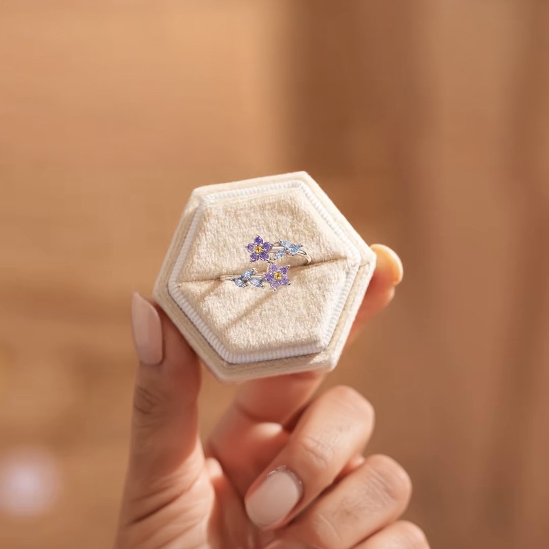 Skanto | Delikat Forglemm-meg-ikke Blomster Ring