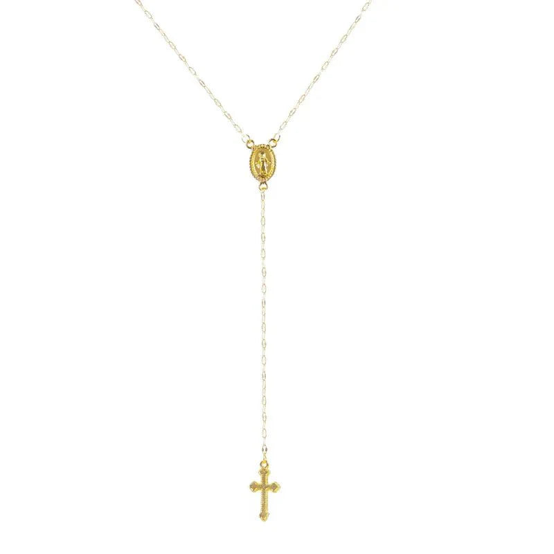 Skanto | Delikat Lariat Kors Rosary Halskjede