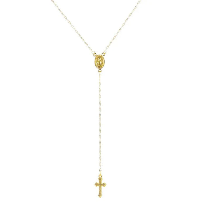 Skanto | Delikat Lariat Kors Rosary Halskjede