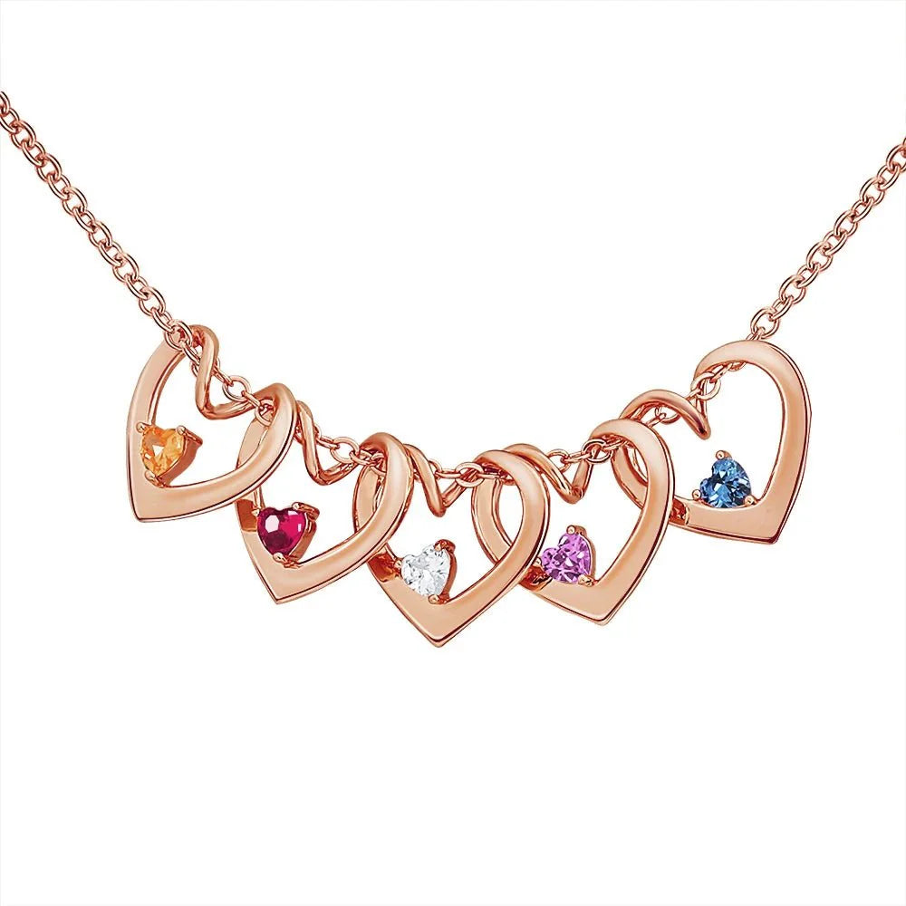 Skanto | Delikat Navn & Fødselsstein Hjerte Charm Bangle Armbånd & Halskjede