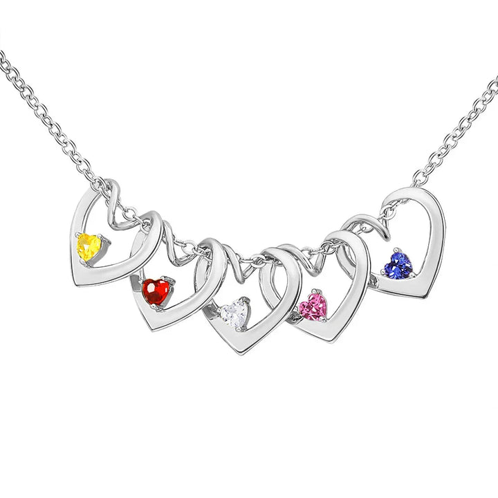 Skanto | Delikat Navn & Fødselsstein Hjerte Charm Bangle Armbånd & Halskjede