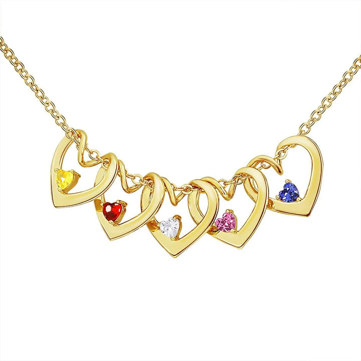 Skanto | Delikat Navn & Fødselsstein Hjerte Charm Bangle Armbånd & Halskjede
