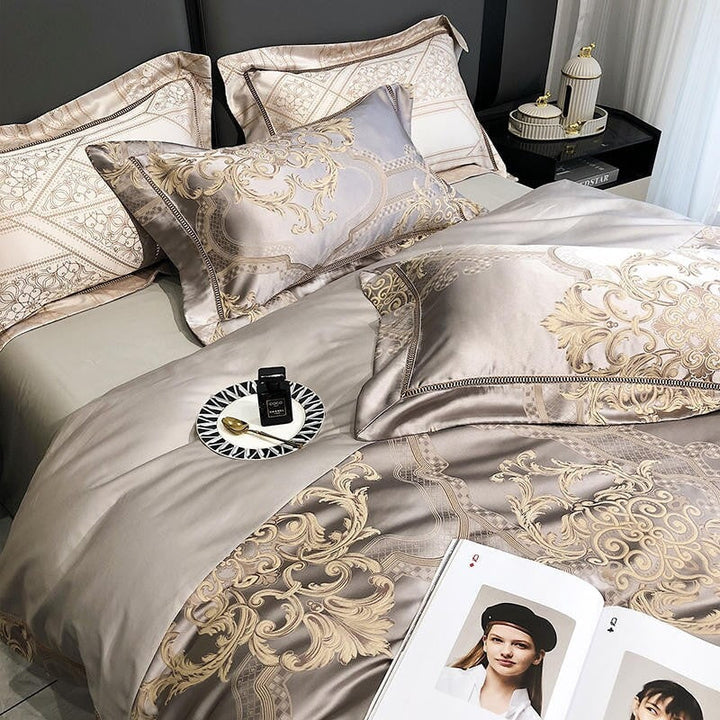 Damask luksus dyne trekk sett – 1000 TC egyptisk bomull for ultimat komfort | Skanto